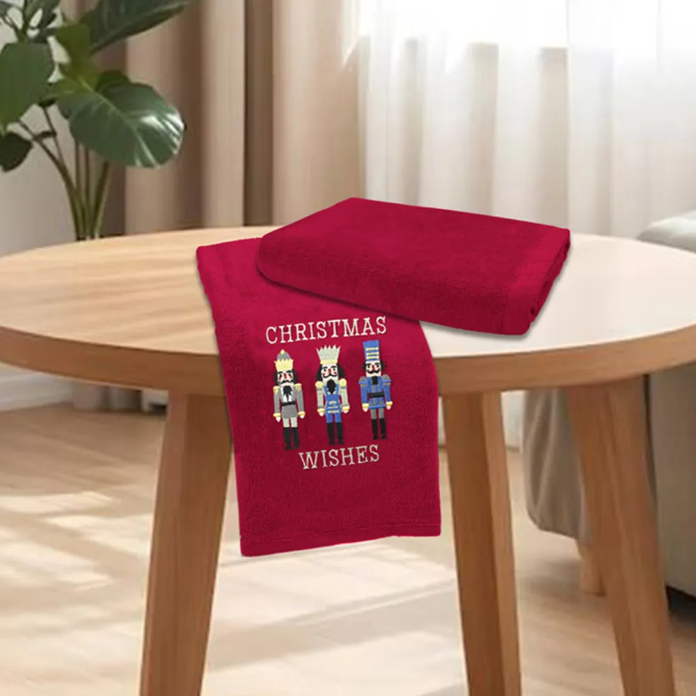 Nutcracker Hand Towel 2 Pack - Red, Cotton