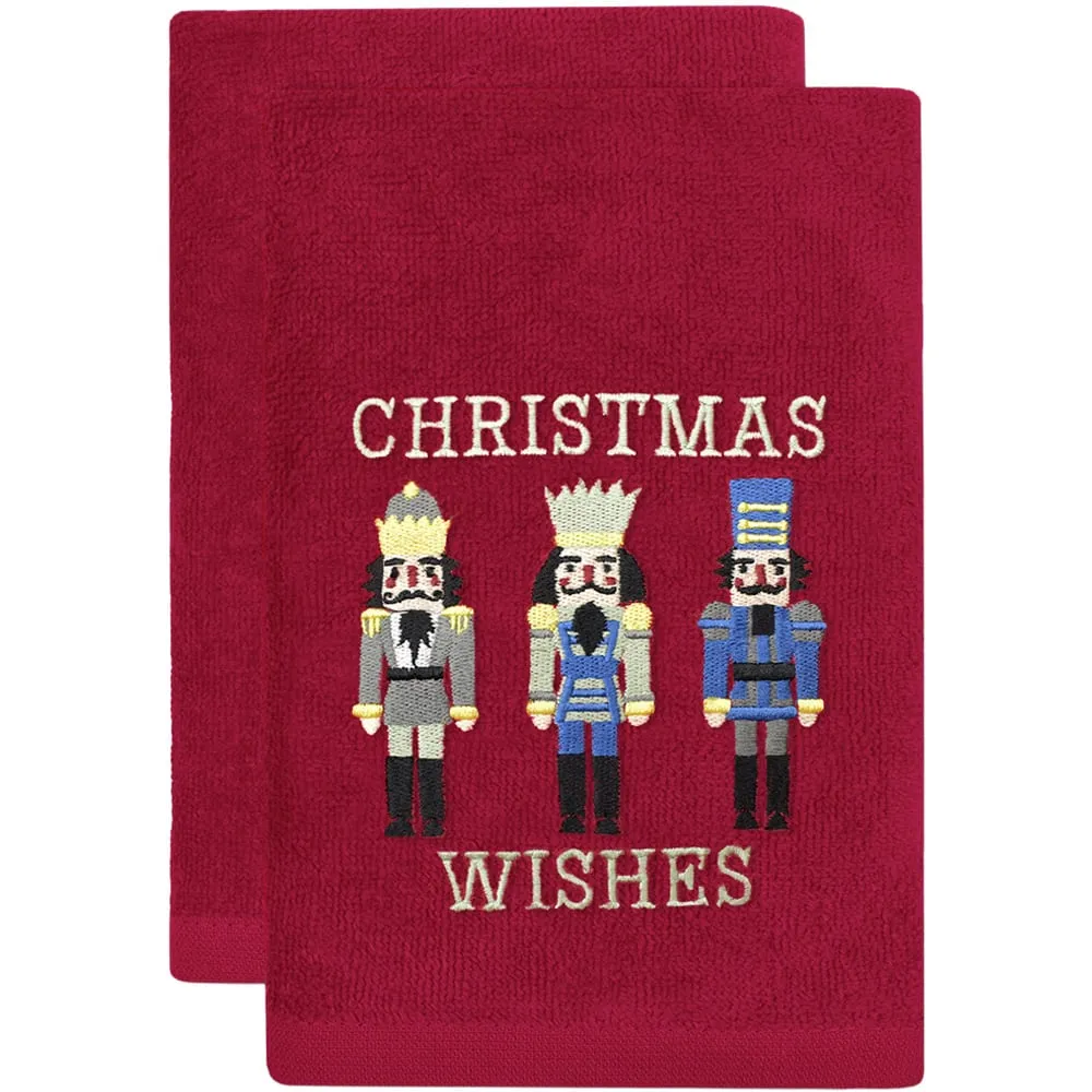 Nutcracker Hand Towel 2 Pack - Red, Cotton