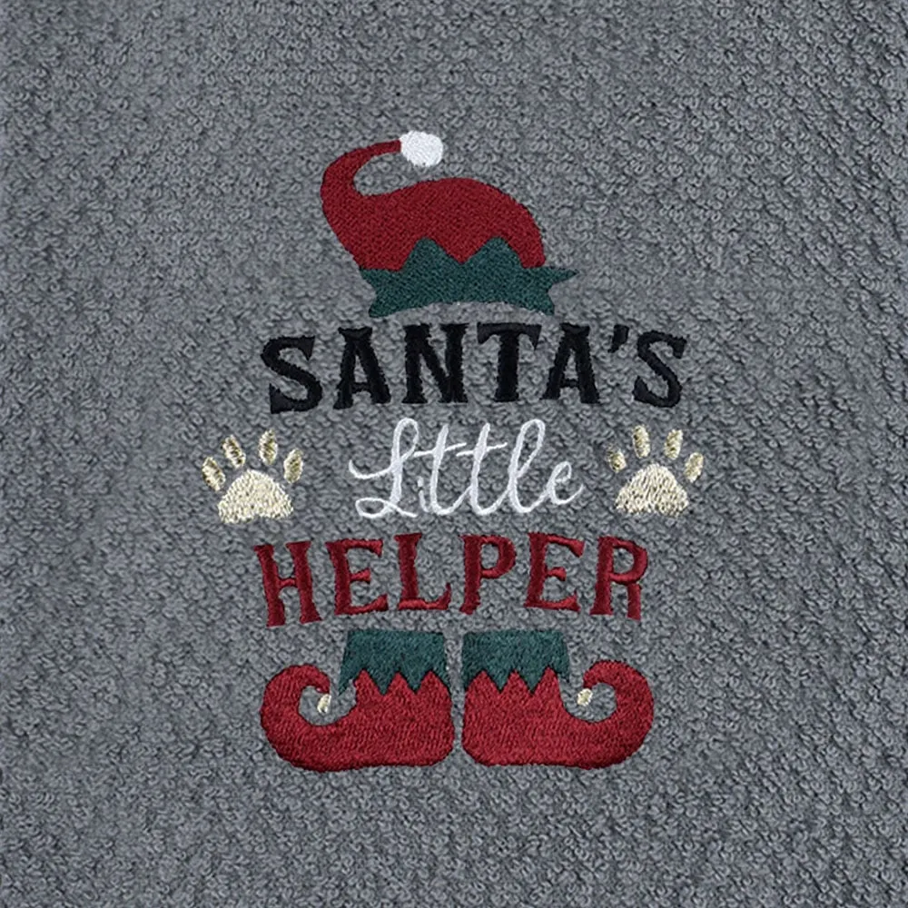 Santas Helper Tea Towel 3 Pack - Grey, Cotton