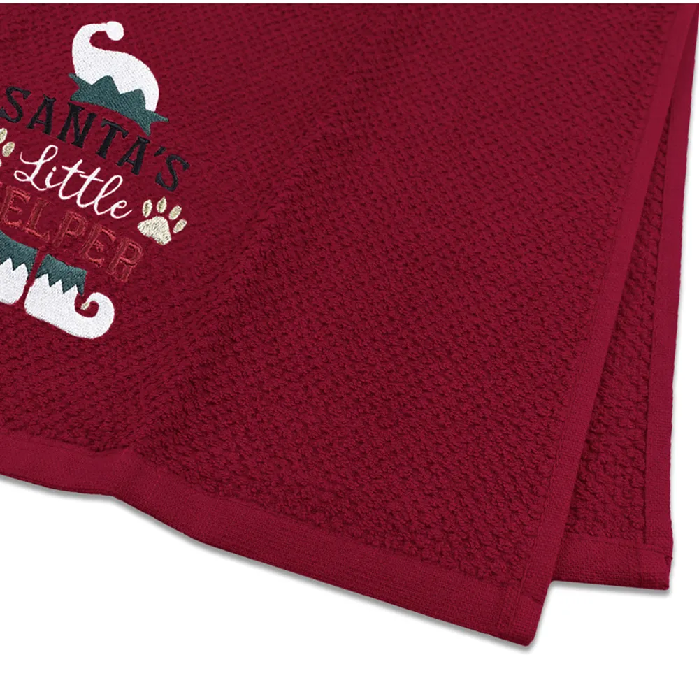 Santas Helper Tea Towel 3 Pack - Red, Cotton