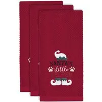 Santas Helper Tea Towel 3 Pack - Red, Cotton