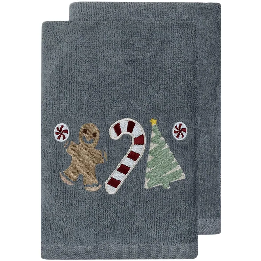 Sweet Shop Hand Towel 2 Pack - Grey, Cotton
