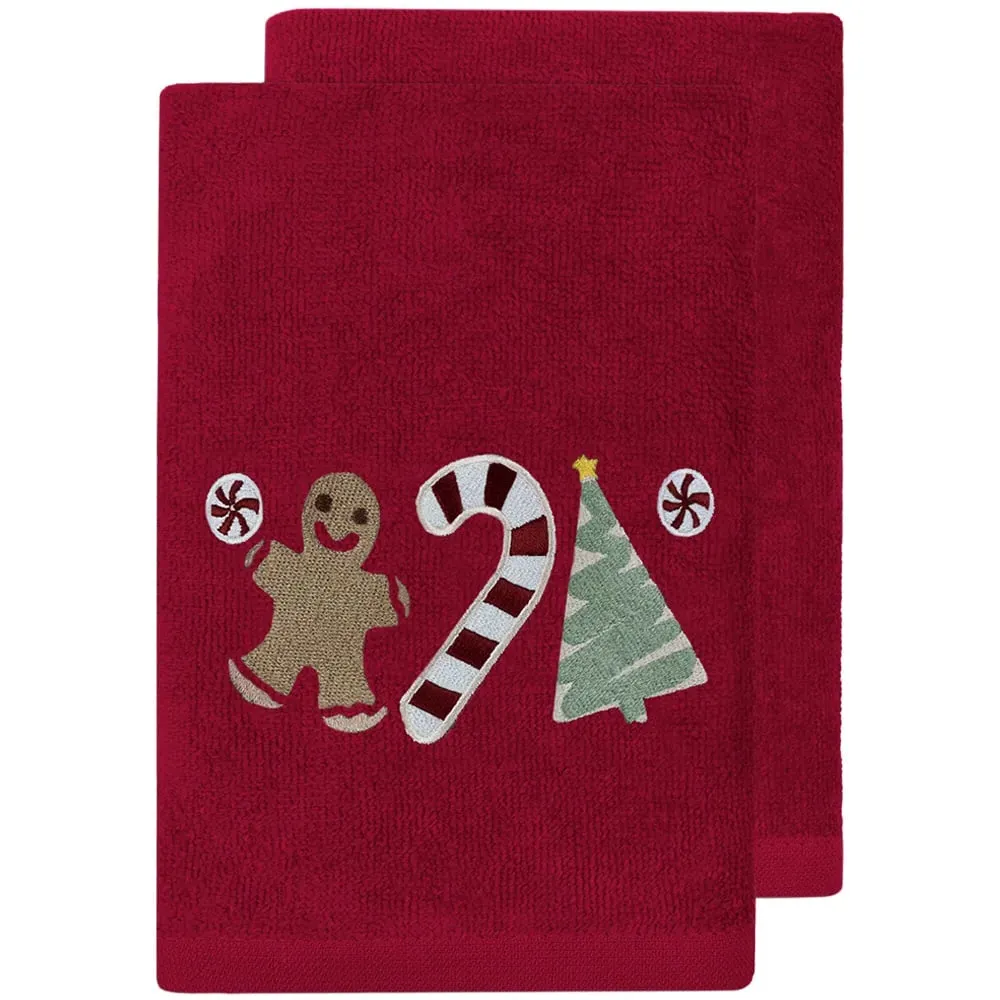 Sweet Shop Hand Towel 2 Pack - Red, Cotton