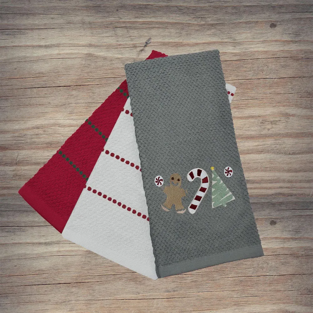 Sweet Shop Tea Towel 3 Pack - Grey, Cotton