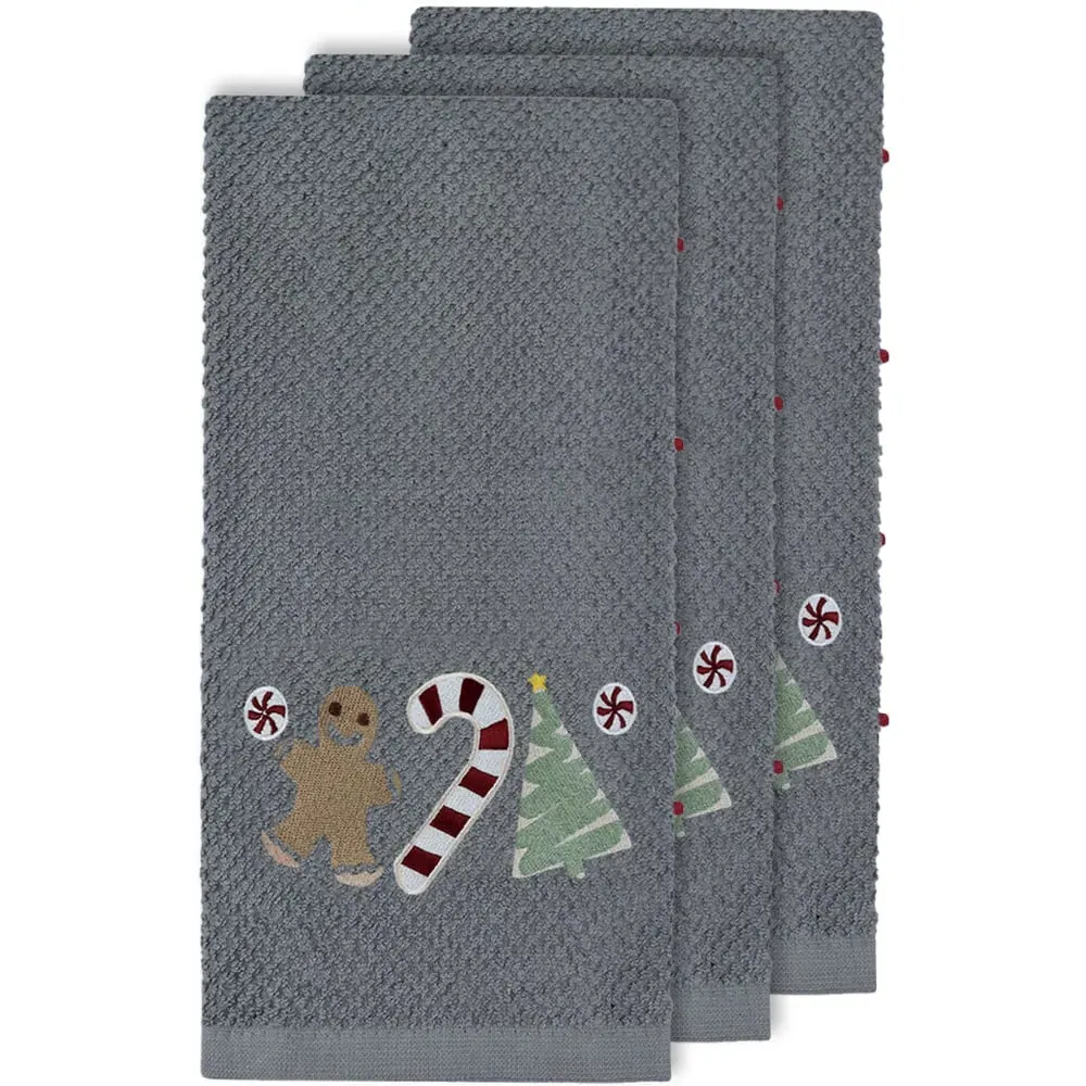 Sweet Shop Tea Towel 3 Pack - Grey, Cotton