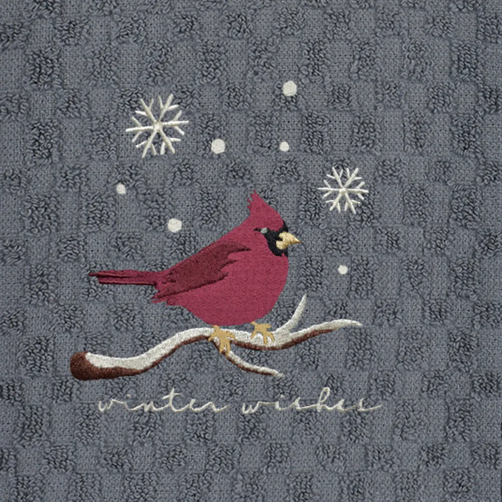 Winter Robin Tea Towel 3 Pack - Grey, Cotton