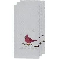 Winter Robin Tea Towel 3 Pack - White, Cotton
