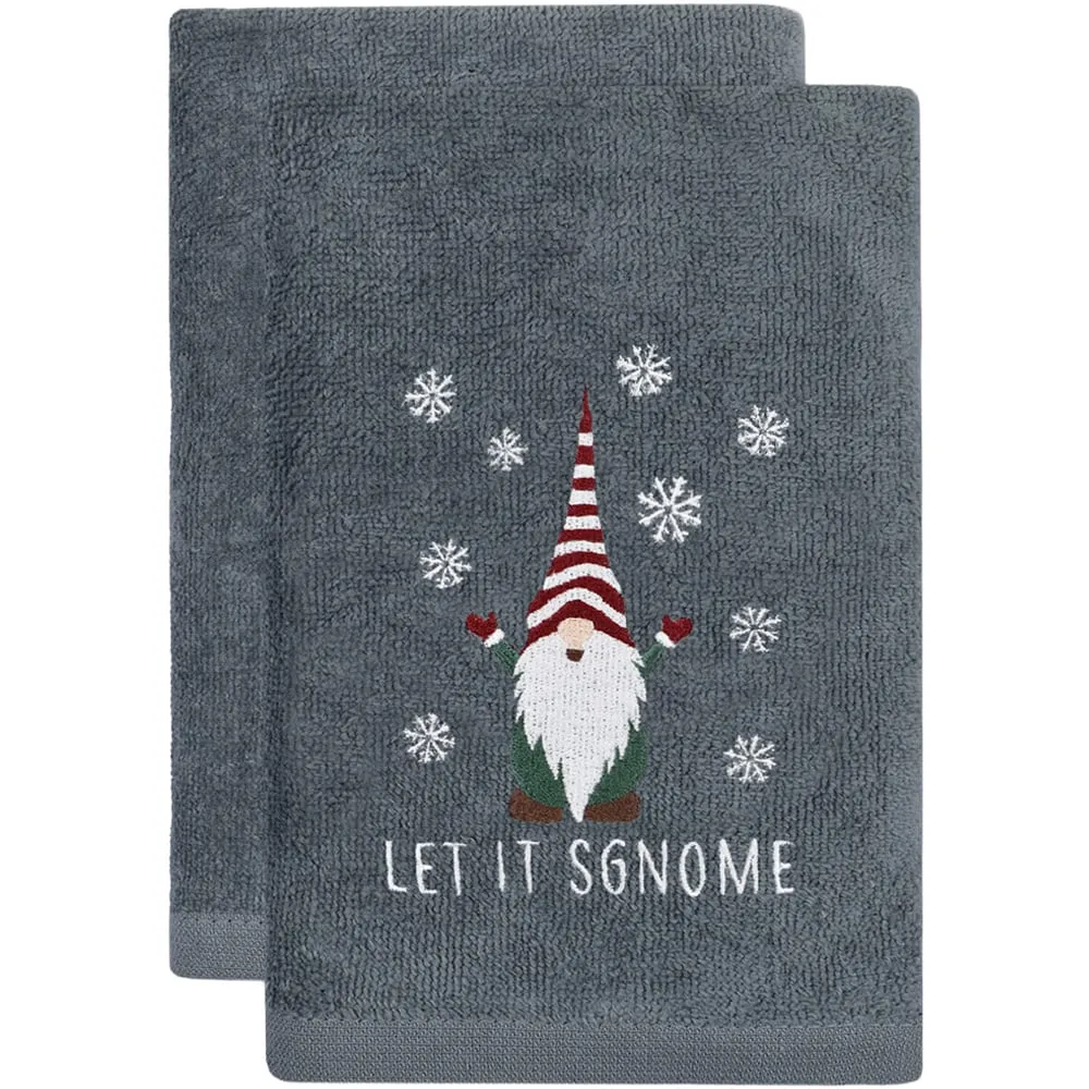Xmas Gonks Hand Towel 2 Pack - Grey, Cotton image