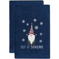 Xmas Gonks Hand Towel 2 Pack - Navy, Cotton