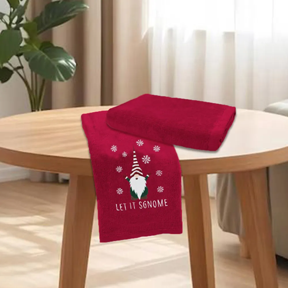 Xmas Gonks Hand Towel 2 Pack - Red, Cotton