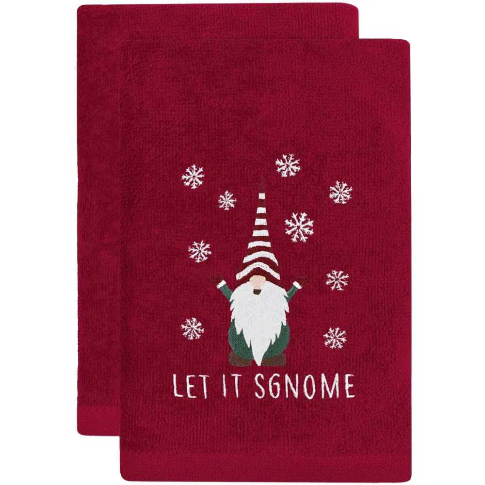 Xmas Gonks Hand Towel 2 Pack - Red, Cotton