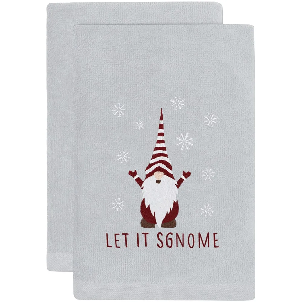 Xmas Gonks Hand Towel 2 Pack - White, Cotton