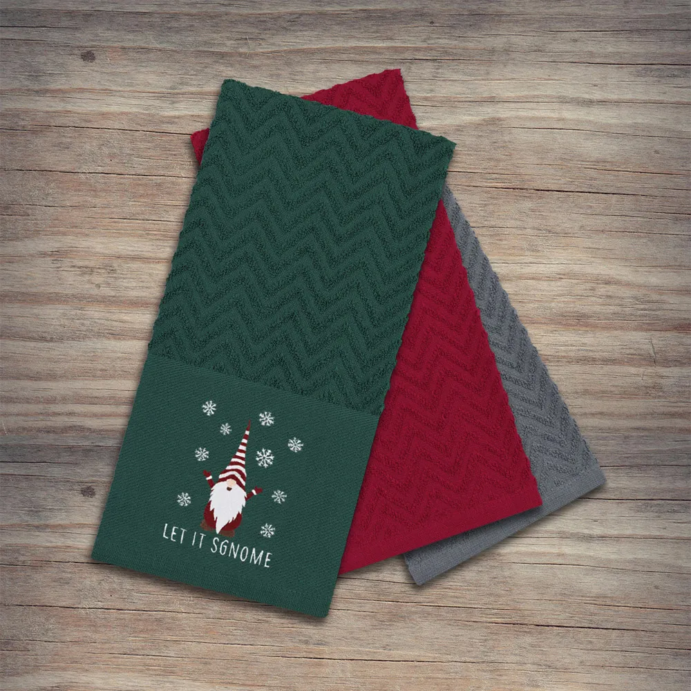 Xmas Gonks Tea Towel 3 Pack - Green
