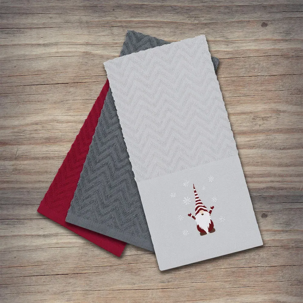 Xmas Gonks Tea Towel 3 Pack - White