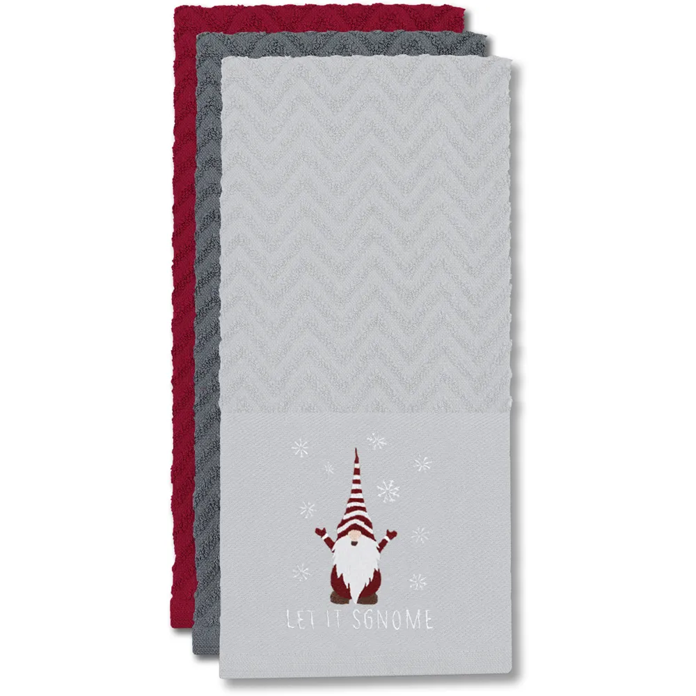 Xmas Gonks Tea Towel 3 Pack - White