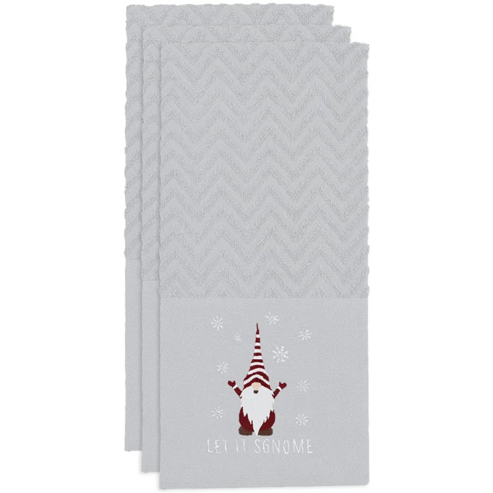 Xmas Gonks Tea Towel 3 Pack - White image