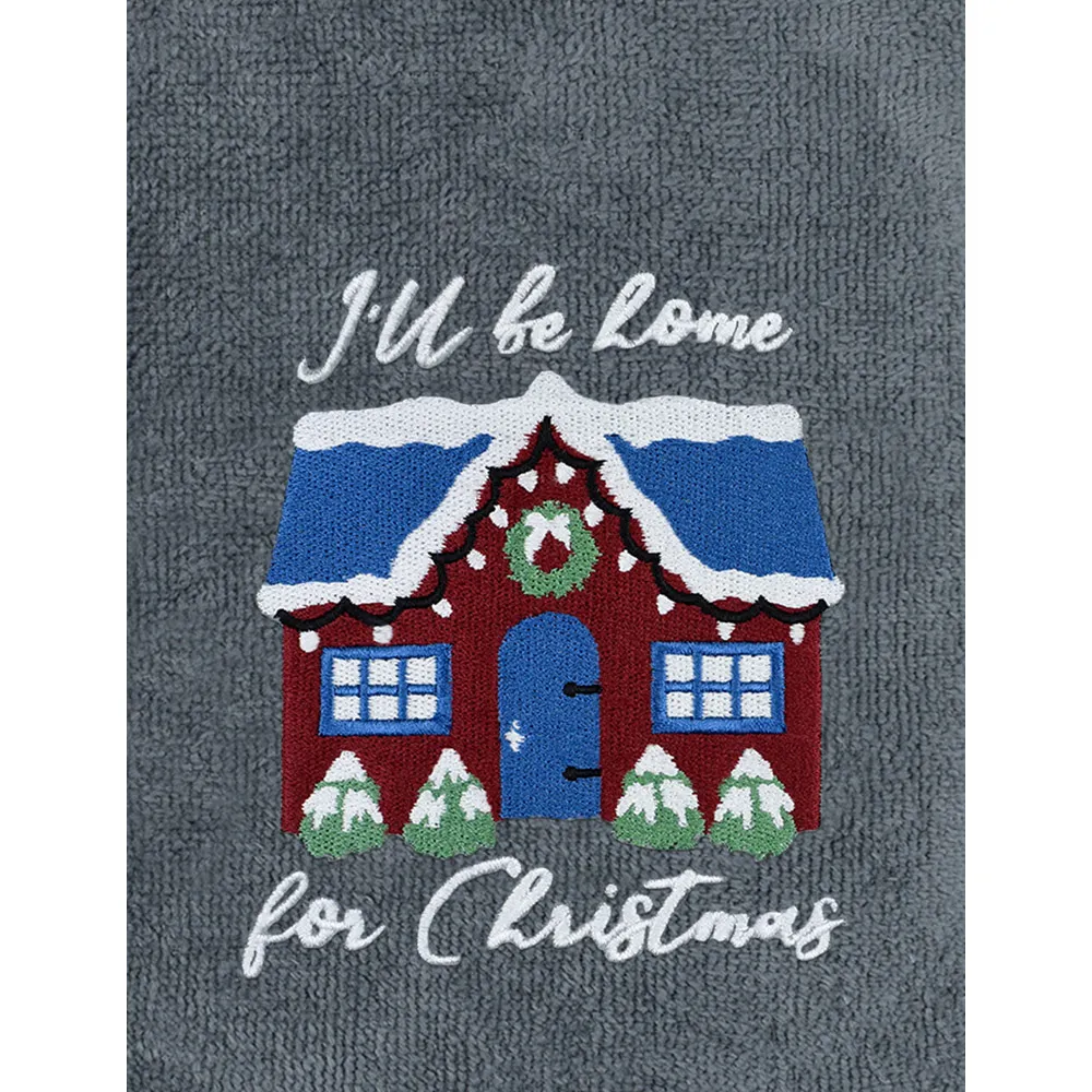 Xmas I'll Be Home Hand Towel 2 Pack - Grey, Cotton