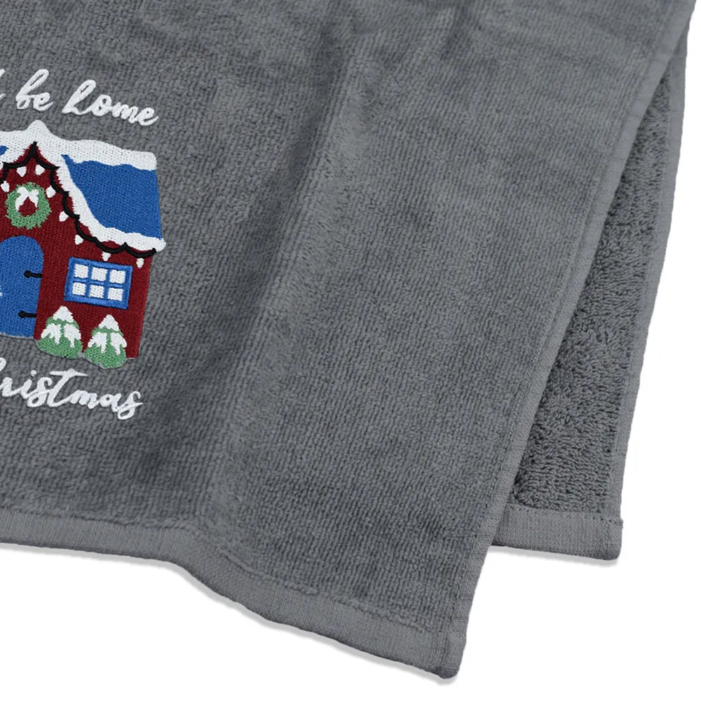 Xmas I'll Be Home Hand Towel 2 Pack - Grey, Cotton