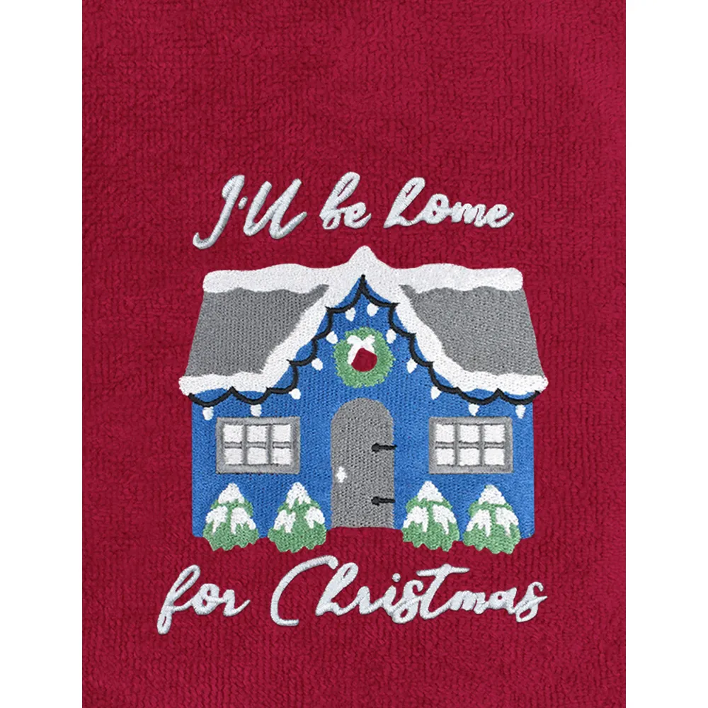 Xmas I'll Be Home Hand Towel 2 Pack - Red, Cotton
