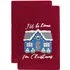 Xmas I'll Be Home Hand Towel 2 Pack - Red, Cotton