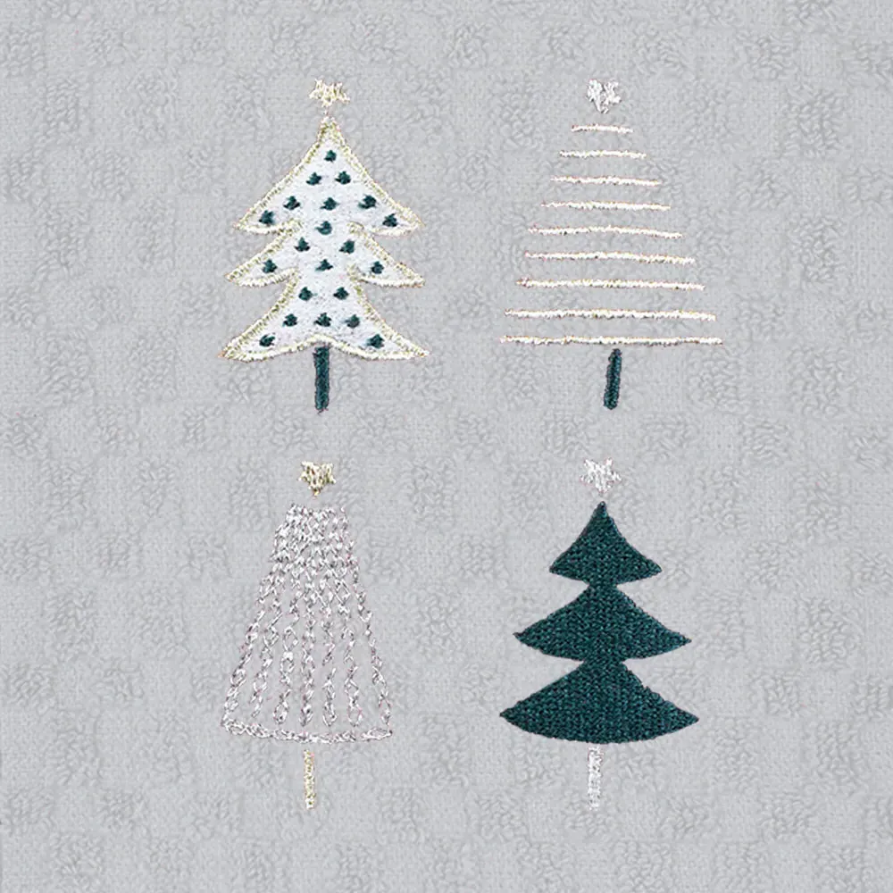 Xmas Trees Tea Towel 3 Pack - White, Cotton
