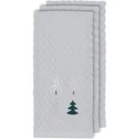 Xmas Trees Tea Towel 3 Pack - White, Cotton