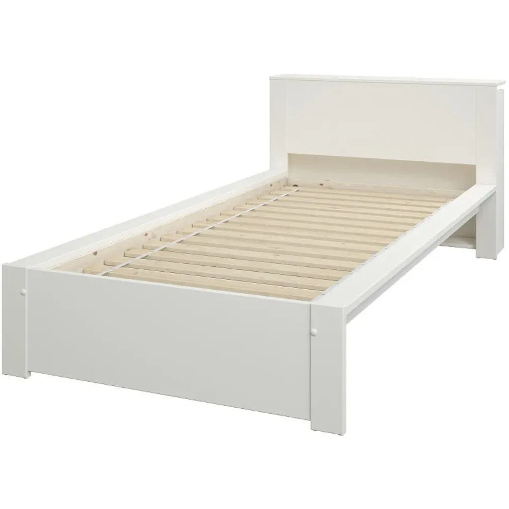 Juno Single Bed Frame with Storage - White