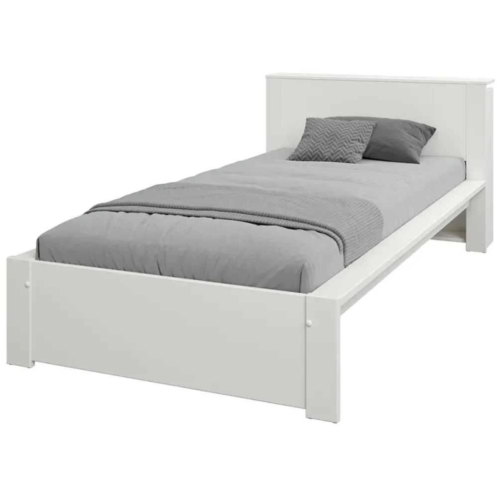 Juno Single Bed Frame with Storage - White