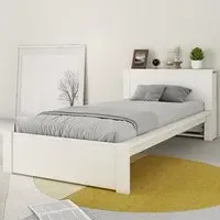 Juno Single Bed Frame with Storage - White