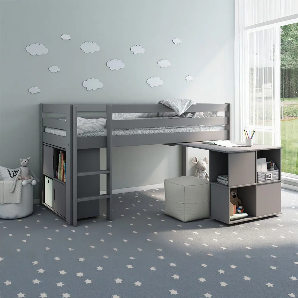 Midi Single Continental Mid Sleeper Craft Cabin Set - Grey, Pine