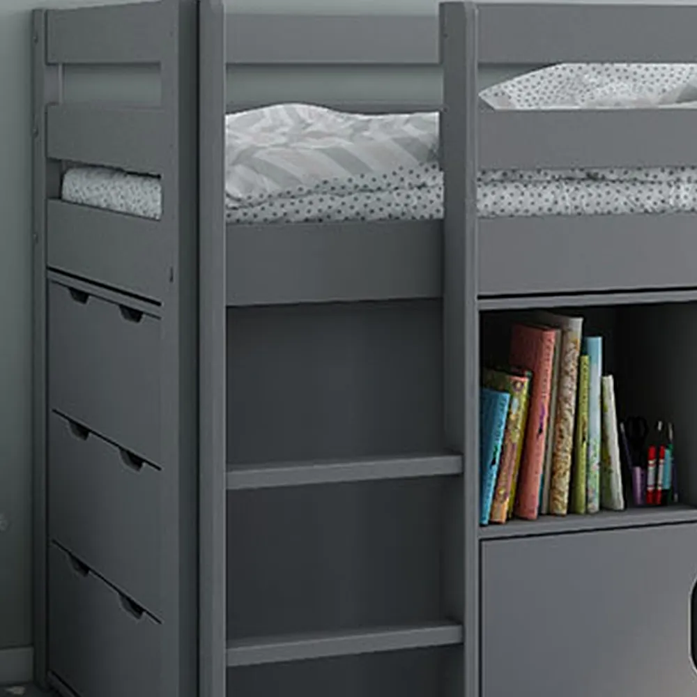 Midi Single Continental Mid Sleeper Set - Grey, Pine