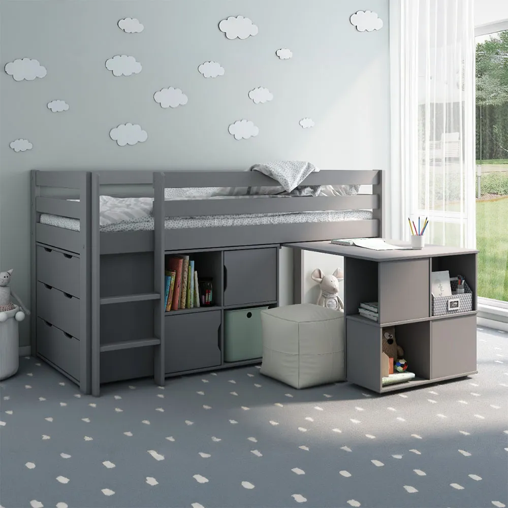 Midi Single Continental Mid Sleeper Set - Grey, Pine