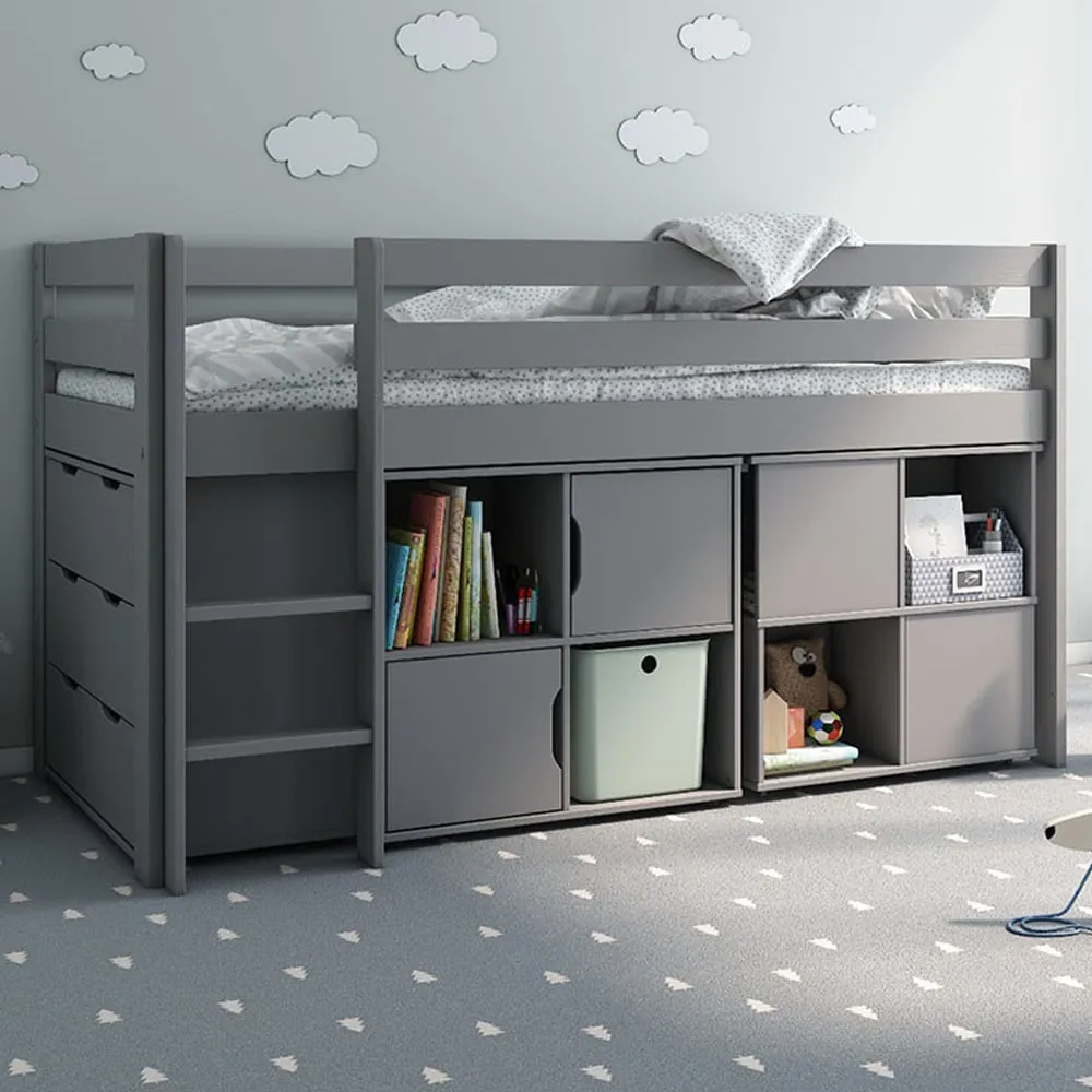 Midi Single Continental Mid Sleeper Set - Grey, Pine