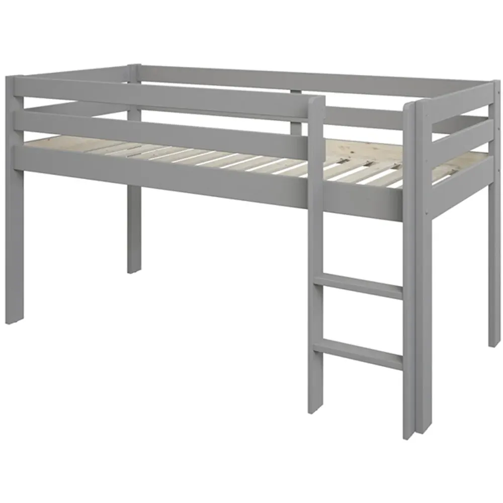 Noomi Single Mid Sleeper Bed Frame with Ladder - Grey
