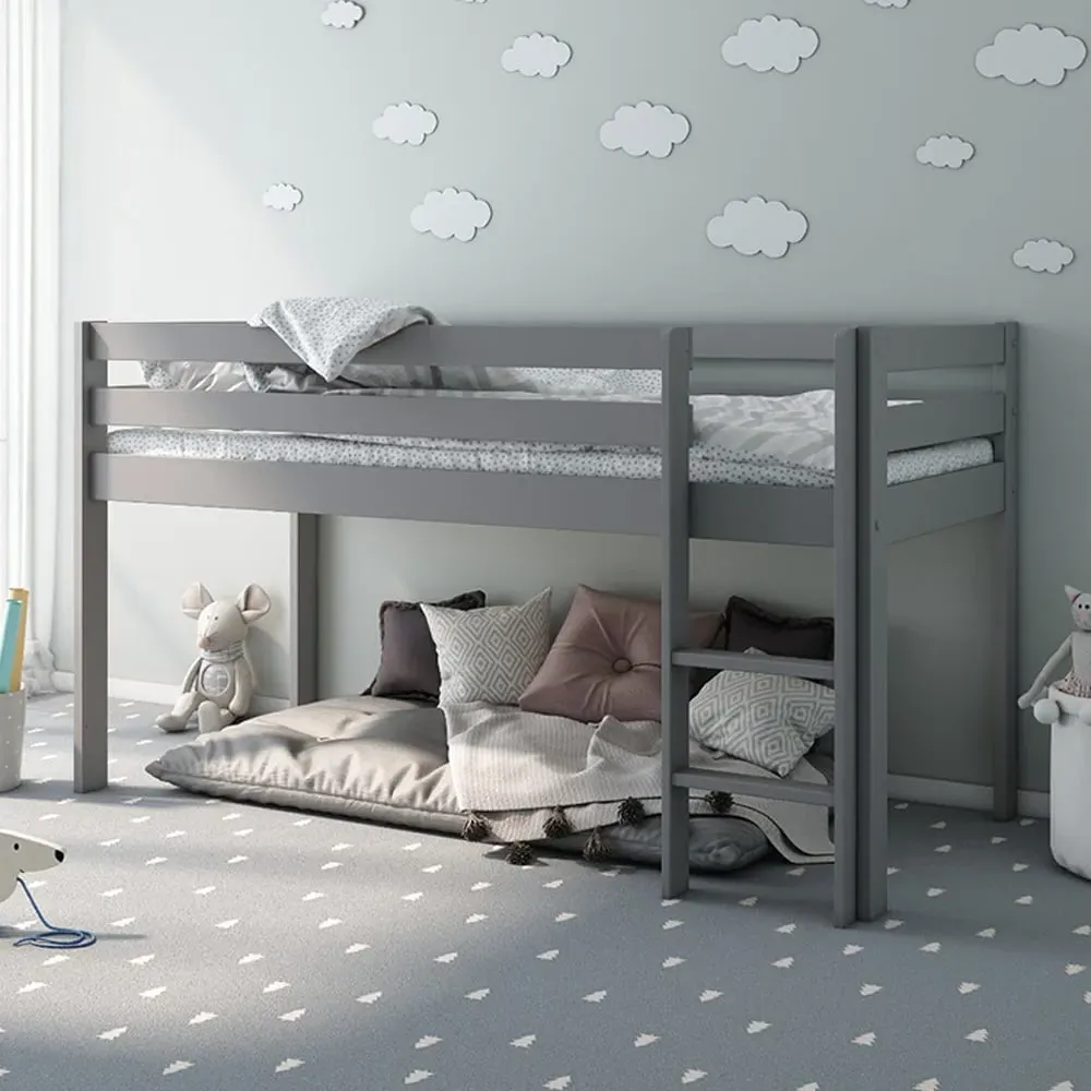 Noomi Single Mid Sleeper Bed Frame with Ladder - Grey image