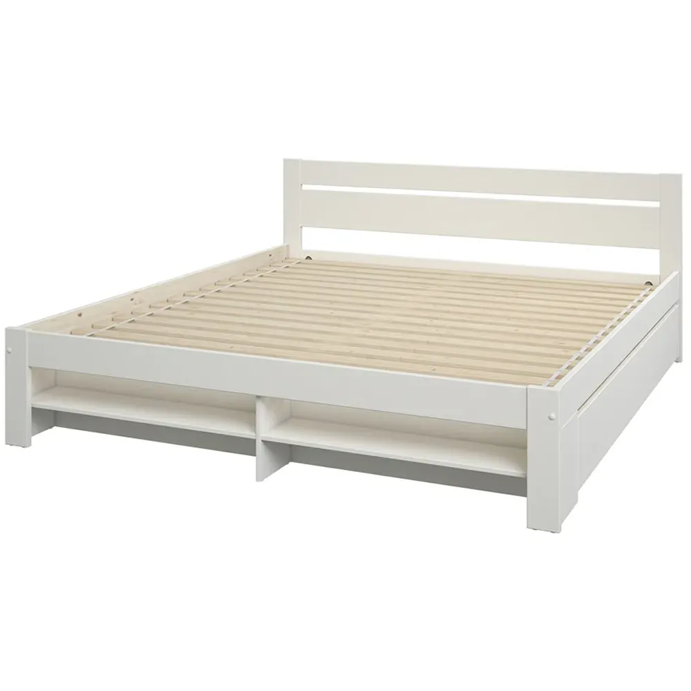 Pradis King Size Storage Bed - White, Pine
