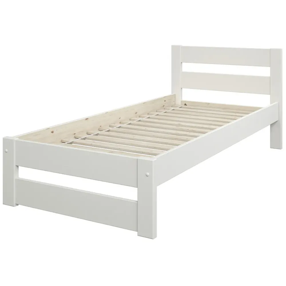 Tera Single Bed Frame - White, Pine