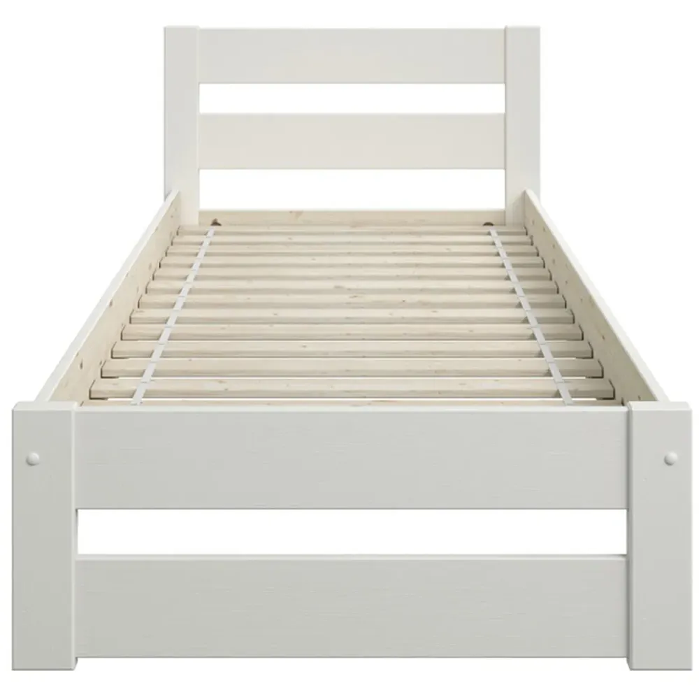Tera Single Bed Frame - White, Pine