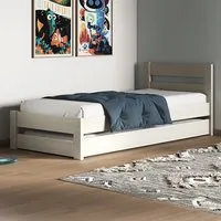 Tera Single Guest Bed with Trundle - White, Pine