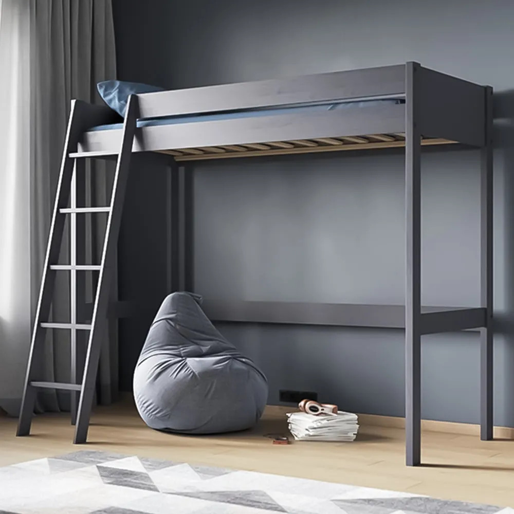 Tera Single High Sleeper with Storage - Grey, Pine