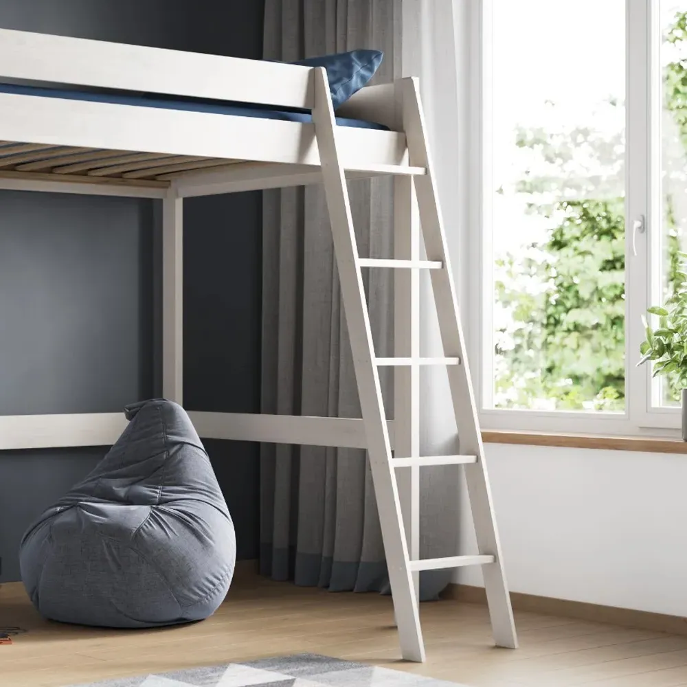 Tera Single High Sleeper with Storage - White, Pine