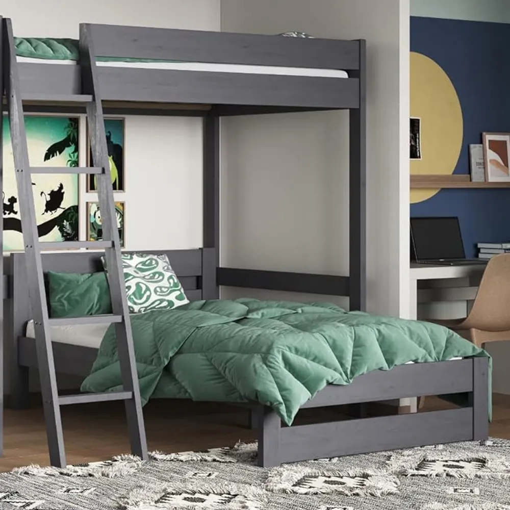 Tera Single L-Shaped High Sleeper with Bed - Grey