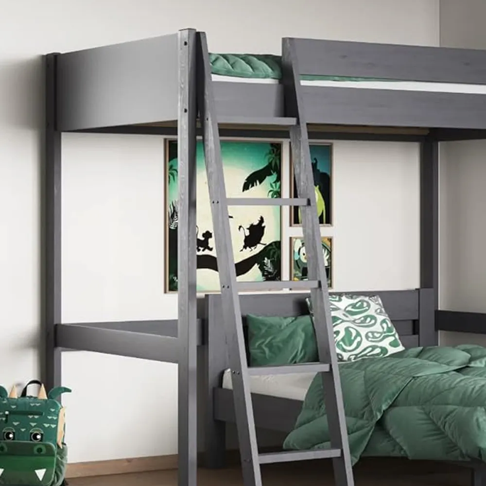 Tera Single L-Shaped High Sleeper with Bed - Grey