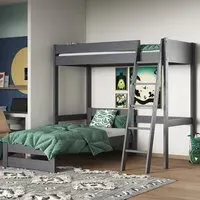 Tera Single L-Shaped High Sleeper with Bed - Grey