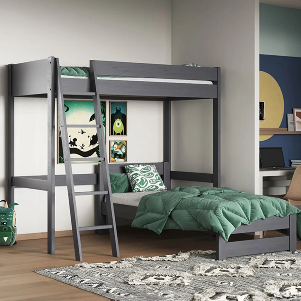 Tera Single L-Shaped High Sleeper with Bed - Grey image