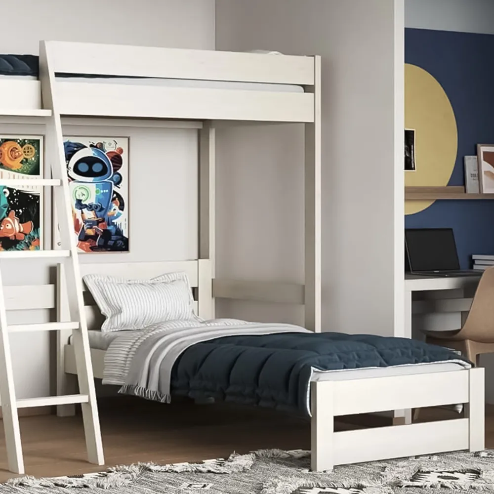 Tera Single L-Shaped High Sleeper with Bed - White