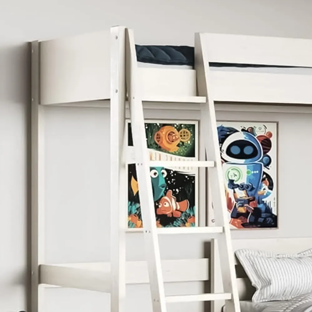 Tera Single L-Shaped High Sleeper with Bed - White