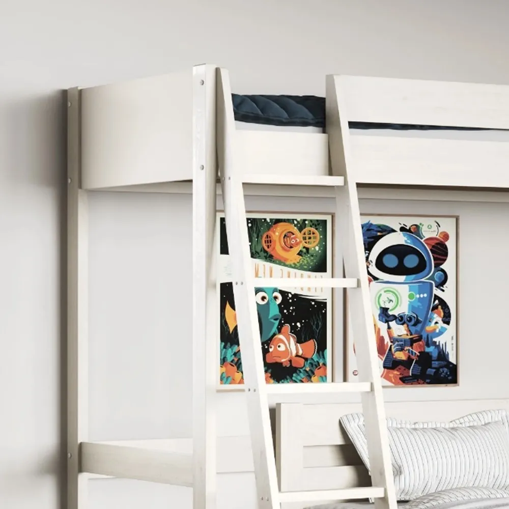 Tera Single L-Shaped High Sleeper with Small Double Bed - White