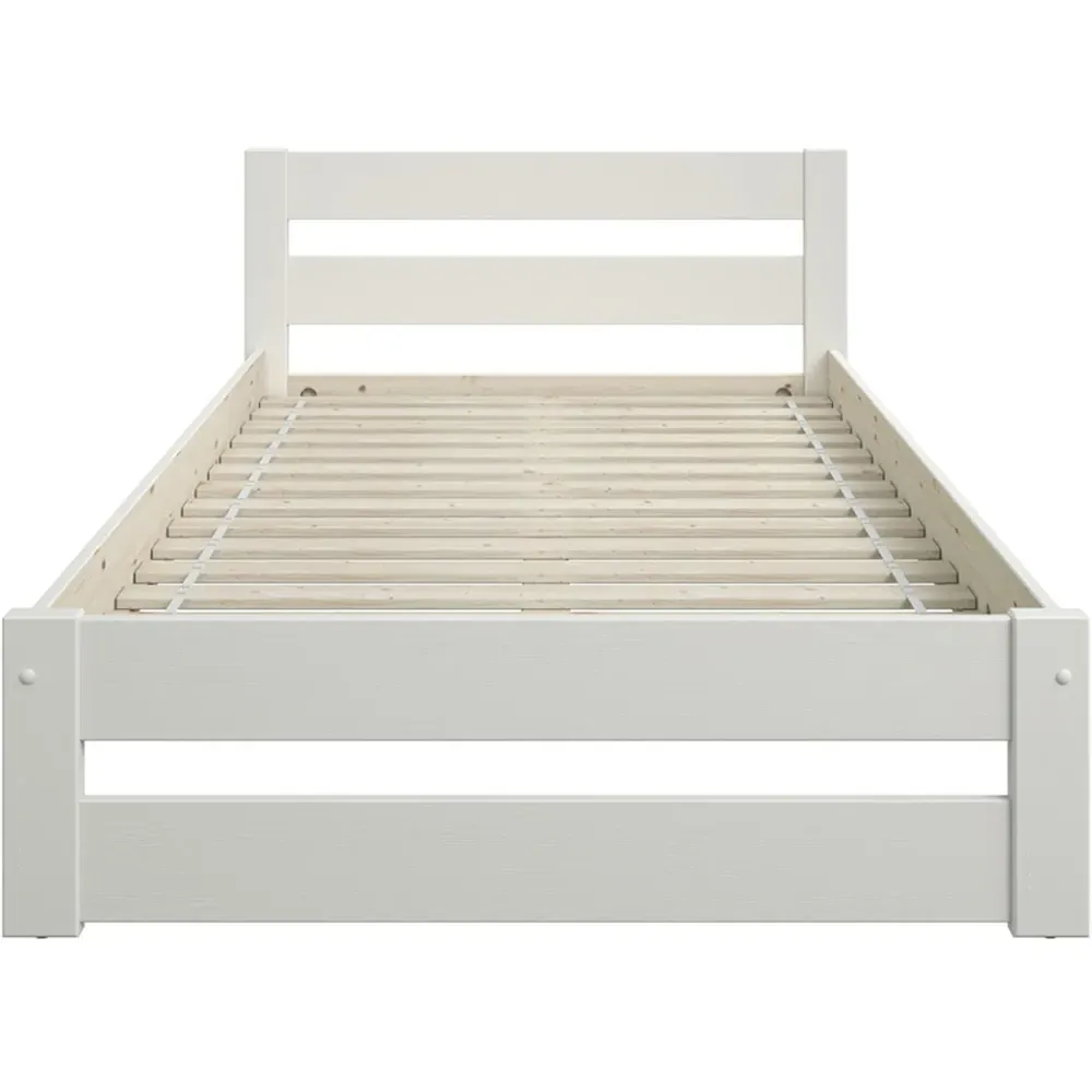 Tera Small Double Bed Frame - White, Pine