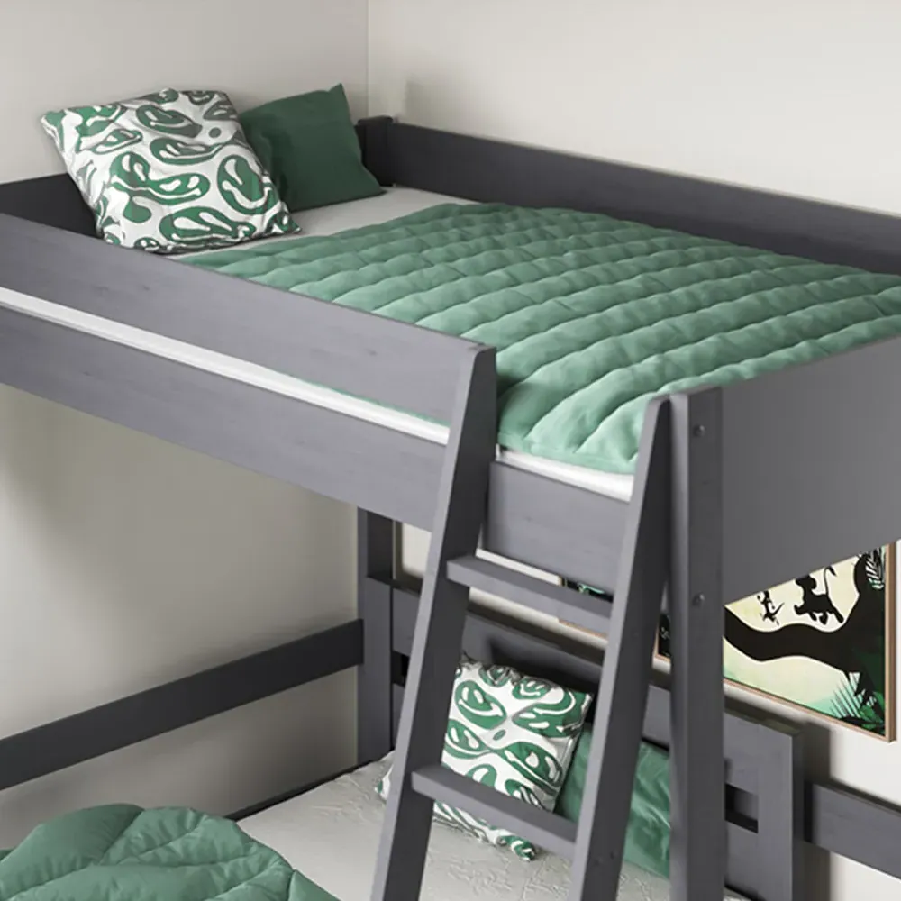 Tera Small Double L-Shaped High Sleeper with Bed - Grey